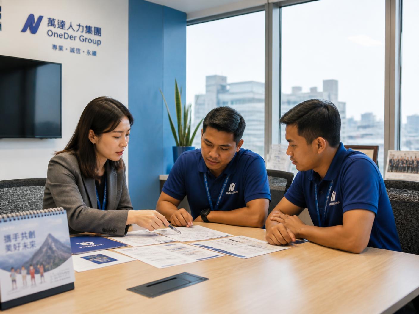 企業人員在會議室以條件篩選人力資訊的情境